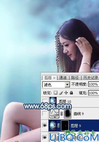 Photoshop调色教程：给未成年清纯少女写真照调出魔幻般的青蓝色效果