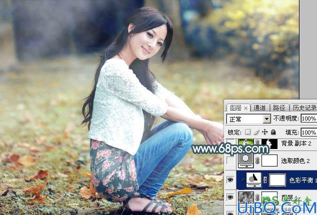 Photoshop女生照片调色教程：给外景自拍的甜美女孩生活照调出淡淡的青红