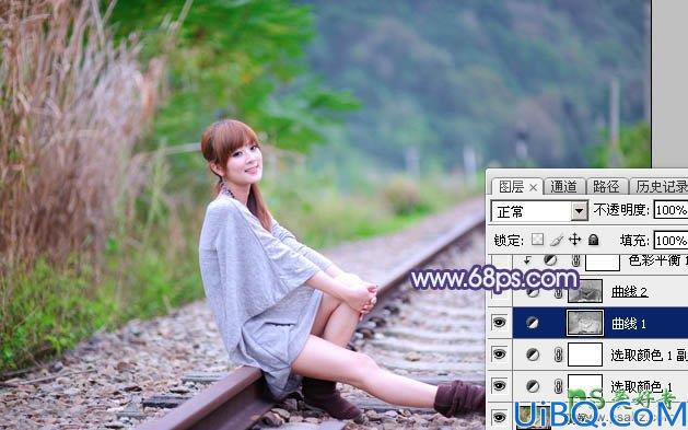 Photoshop给小清新女生艺术写真照片调出清爽淡调的蓝绿色
