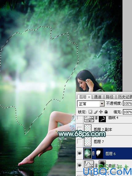 Photoshop给美腿玉足rt艺术照少女图片调出清爽的绿色调-清新甜美的青绿