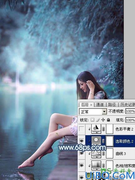 Photoshop调色教程：给未成年清纯少女写真照调出魔幻般的青蓝色效果