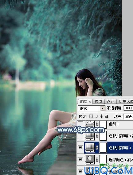 Photoshop调色教程：给未成年清纯少女写真照调出魔幻般的青蓝色效果