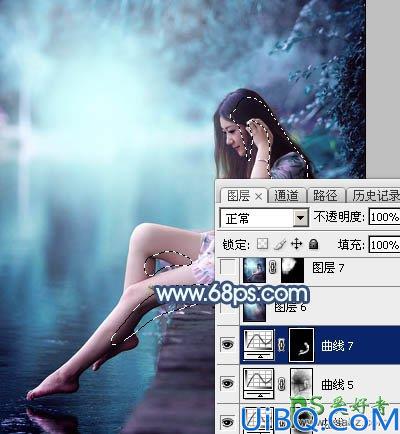 Photoshop调色教程：给未成年清纯少女写真照调出魔幻般的青蓝色效果