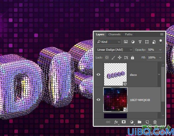学习用Photoshop软件中自带的3D工具制作dj舞厅灯光闪烁效果的三维立体字
