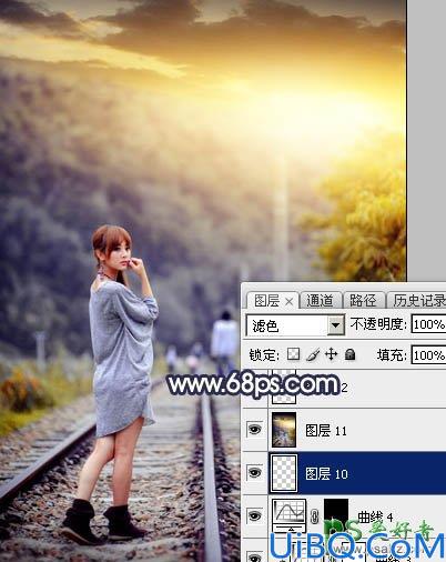 Photoshop给泛白的果子美眉外景写真照调出唯美的橙黄色效果