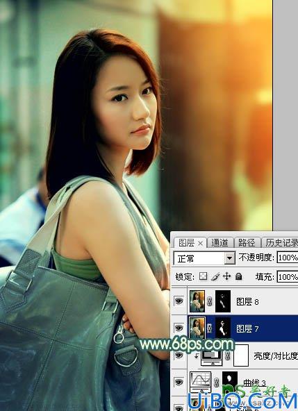 Photoshop调色教程：给街道上自拍的唯美女生生活照调出夕阳暖色逆光效果