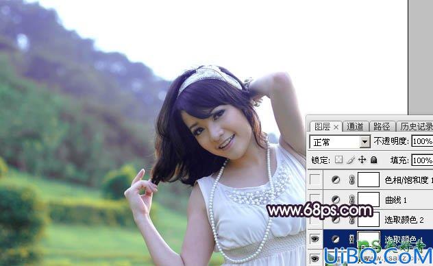 Photoshop给泛白效果的甜美女生性感照片调出唯美的晨曦色