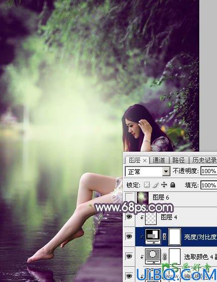 Photoshop调色教程：给外景自拍的美腿少女唯美图片调出梦幻的紫色调