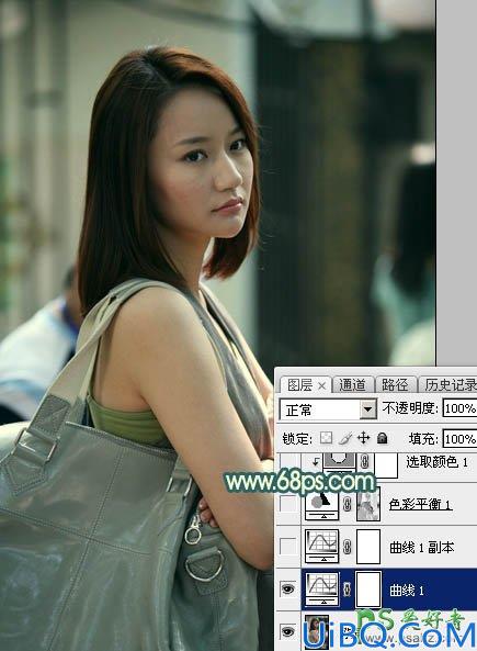 Photoshop调色教程：给街道上自拍的唯美女生生活照调出夕阳暖色逆光效果