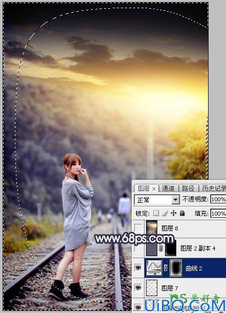 Photoshop给泛白的果子美眉外景写真照调出唯美的橙黄色效果