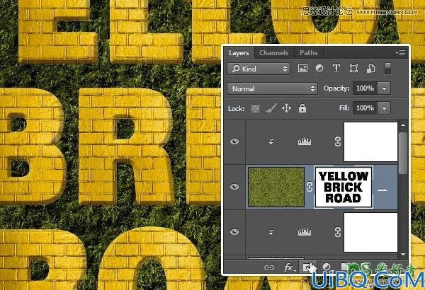 运用Photoshop纹理素材和图层样式设计一例超逼真质感的金色砖块字体特效