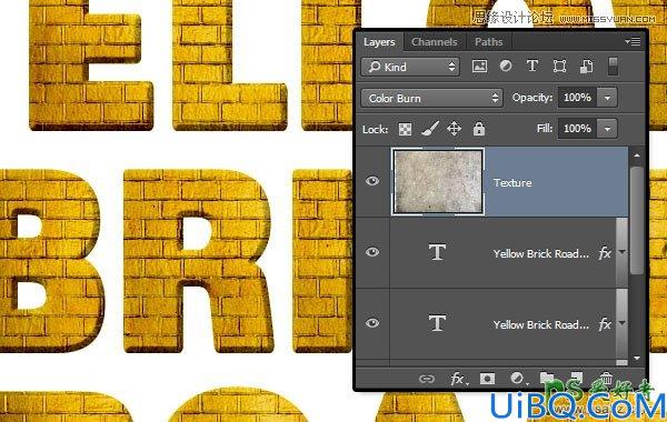 运用Photoshop纹理素材和图层样式设计一例超逼真质感的金色砖块字体特效