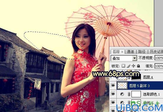 Photoshop美女照片调色实例：给中国风古典美女图片调出唯美的霞光色