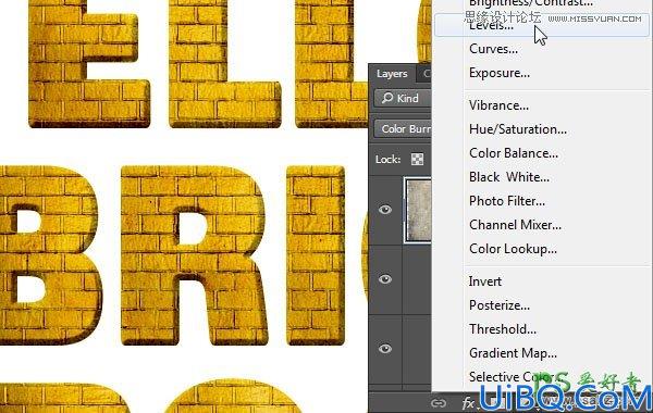 运用Photoshop纹理素材和图层样式设计一例超逼真质感的金色砖块字体特效