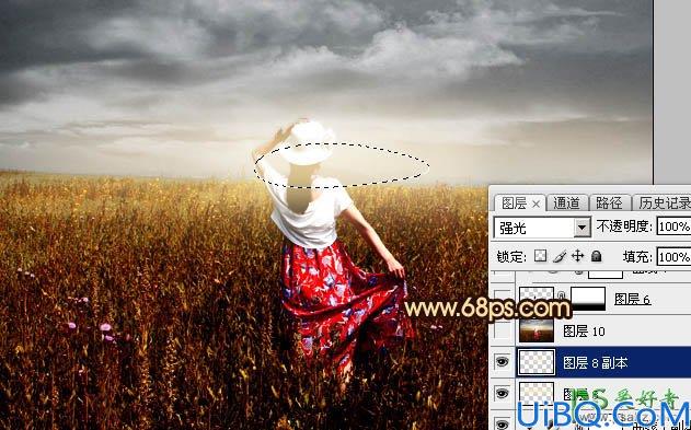 Photoshop给偏灰的美女外景艺术摄影图片调出秋季黄褐色效果