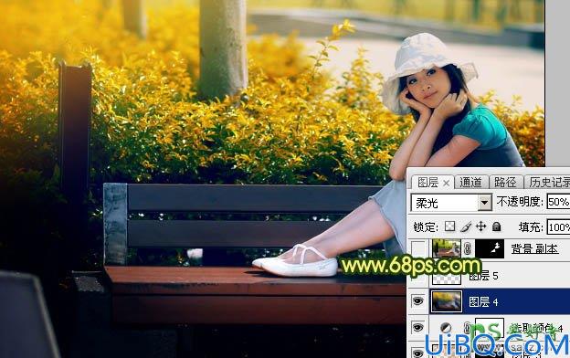 Photoshop美女照片后期调色美化教程：给外景清新少女图片调出唯美的秋景