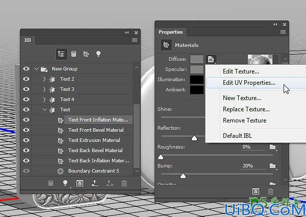 利用PHOTOSHOP 3D工具设计细腻的浮雕花纹立体字-花纹艺术字体