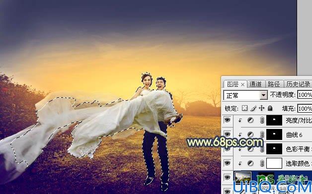 Photoshop唯美婚片调色实例：给大气的婚纱艺术照调出暖暖的晨曦色