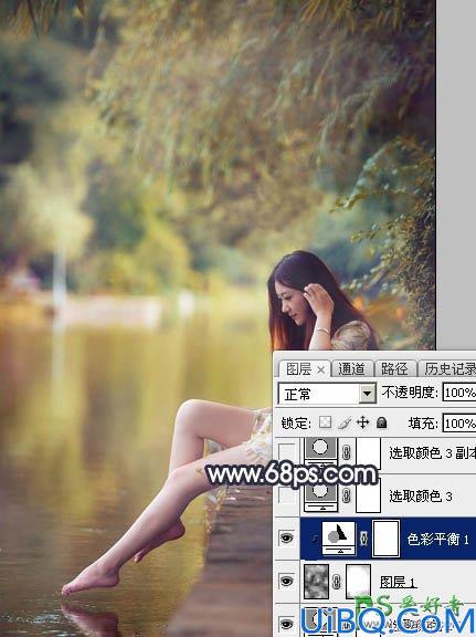 Photoshop给修长美腿女生外景写真照调出艳丽的秋季暖色效果