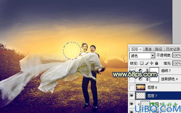 Photoshop唯美婚片调色实例：给大气的婚纱艺术照调出暖暖的晨曦色