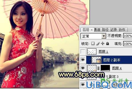 Photoshop美女照片调色实例：给中国风古典美女图片调出唯美的霞光色