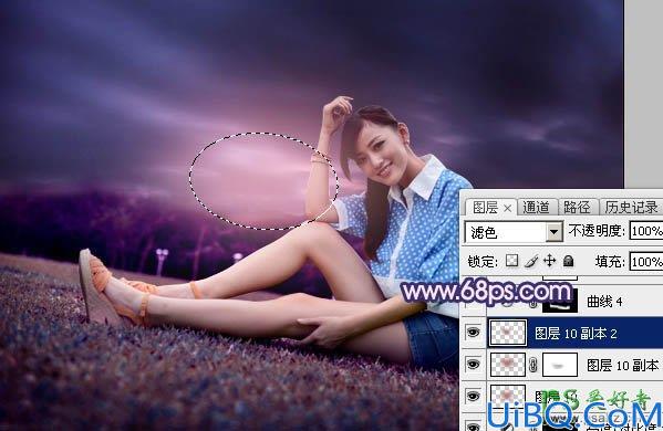 Photoshop女生照片调色教程：给性感美腿女孩的艺术照调出暗调梦幻紫色