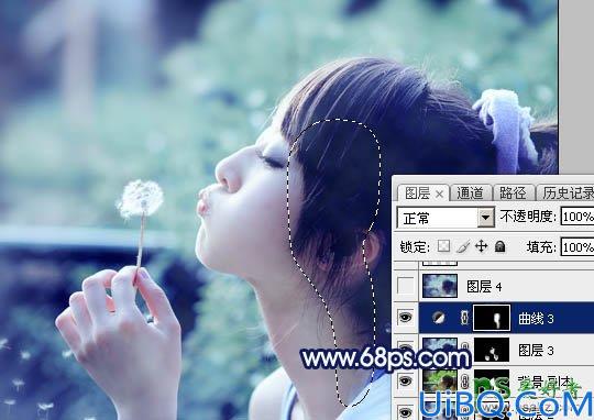 Photoshop唯美女生照片调色教程：学习快速调制唯美梦幻蓝色美女生活照