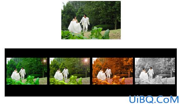 Photoshop婚片调色教程：给清新唯美的外景婚纱照调出春夏秋冬四季色效果