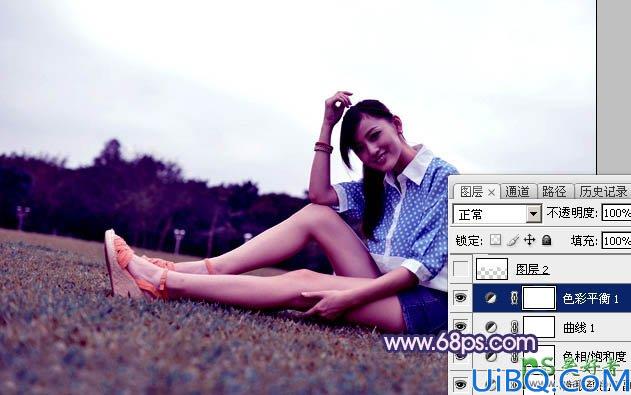 Photoshop女生照片调色教程：给性感美腿女孩的艺术照调出暗调梦幻紫色