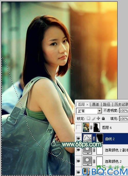 Photoshop调色教程：给街道上自拍的唯美女生生活照调出夕阳暖色逆光效果