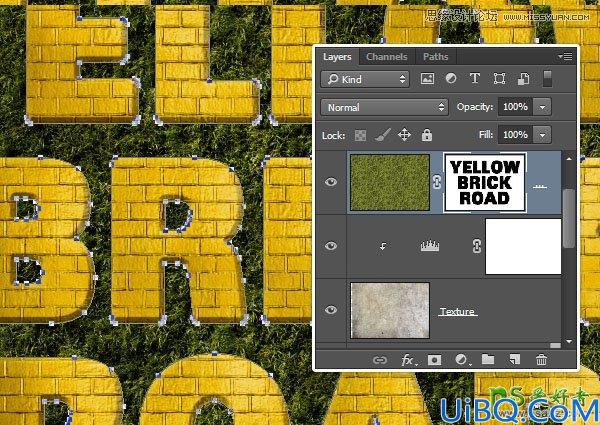 运用Photoshop纹理素材和图层样式设计一例超逼真质感的金色砖块字体特效