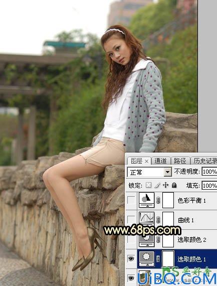 Photoshop美女图片调色：给阴天外景美腿高跟美女艺术照调出唯美的霞光色