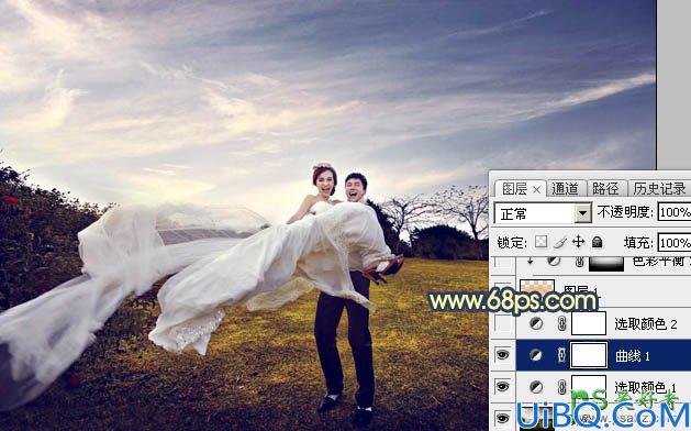 Photoshop唯美婚片调色实例：给大气的婚纱艺术照调出暖暖的晨曦色