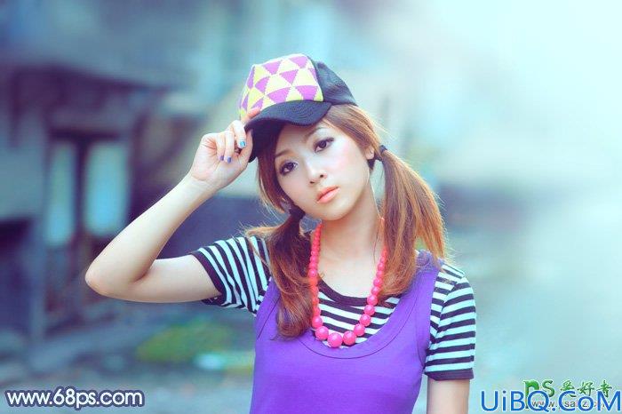 Photoshop给甜美的果子妹妹调出好看的蜜糖色，果子美女艺术色彩