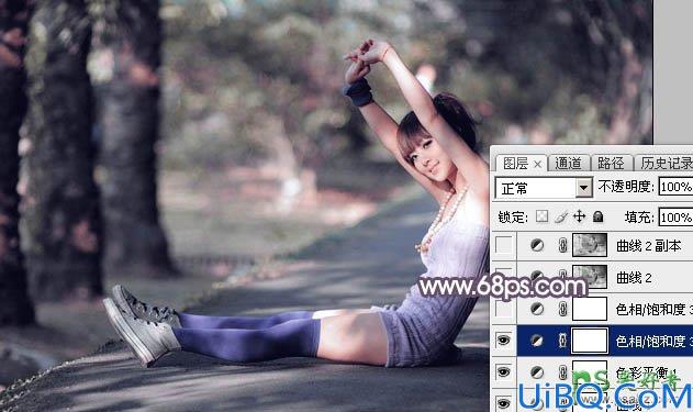 Photoshop给晨曦中的果子美女写真图片调出柔美的中性灰红色效果