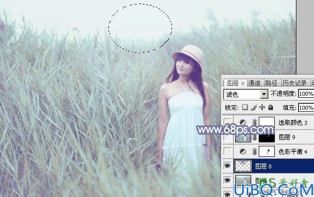 Photoshop给清新可爱的未成年少女艺术照调出唯美的淡调青蓝色效果
