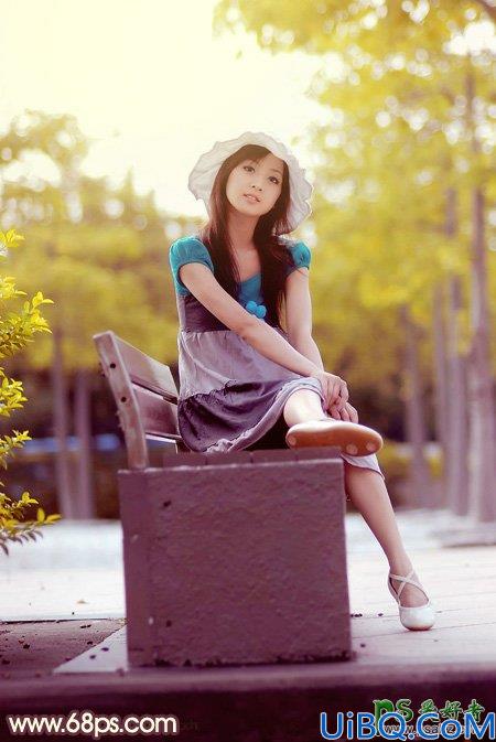 Photoshop美女图片调色教程：给性感的女人摄影外景写真照调出秋景黄色调