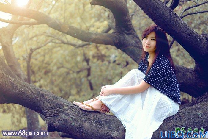 Photoshop调色教程：给可爱的小妹妹外拍写真图片调出秋季晨曦效果