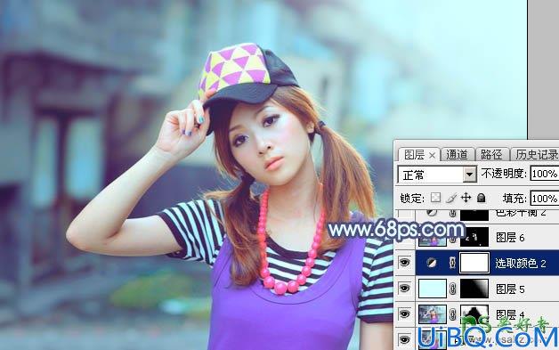 Photoshop给甜美的果子妹妹调出好看的蜜糖色，果子美女艺术色彩
