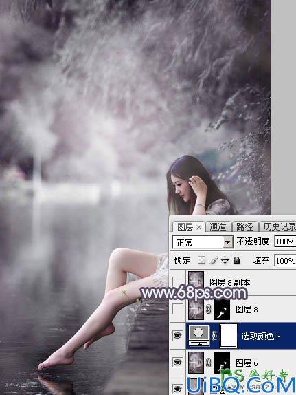 Photoshop美少女艺术照调色实例：给清纯的湖景少女图片调出高雅灰色调