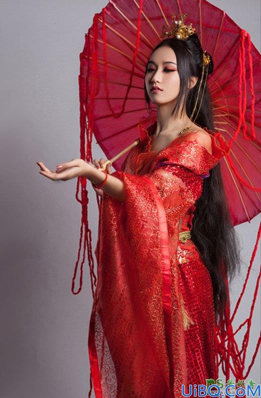 Photoshop古典美女图片后期调色教程：打造唯美紫红色性感古典美女艺术照
