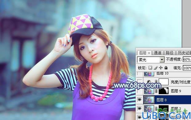 Photoshop给甜美的果子妹妹调出好看的蜜糖色，果子美女艺术色彩