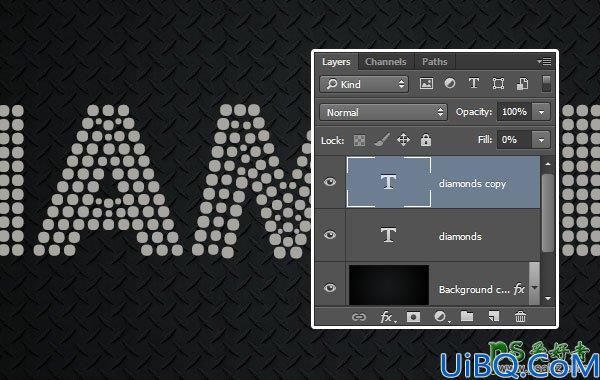 利用Photoshop软件图层样式设计钻石颗粒拼接效果的文字，钻石字体
