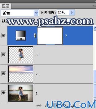 Photoshop图片调色教程：将普通海景欧美少女写真照调出梦幻的日落紫色调