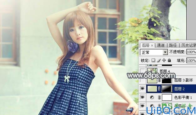 Photoshop给魅惑的古屋日本妹子私房写真照调出甜美的淡调黄绿色
