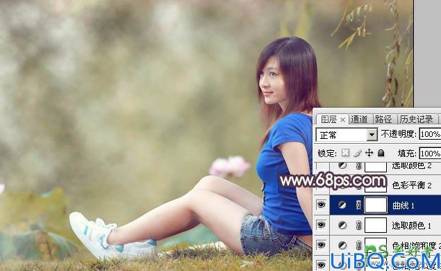 Photoshop美女图片调色教程：给户外可爱妹妹艺术照片调出古典黄褐色效果