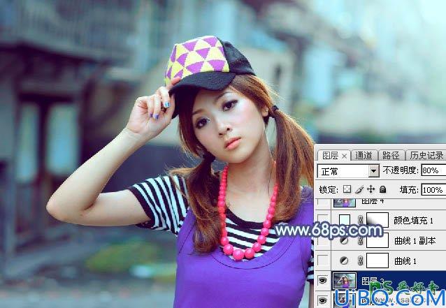 Photoshop给甜美的果子妹妹调出好看的蜜糖色，果子美女艺术色彩