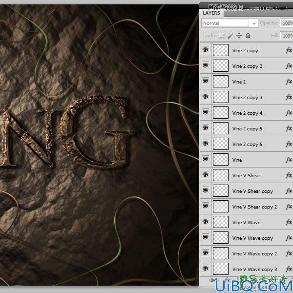 利用photoshop滤镜及图层样式设计漂亮风格的褐色岩石字体