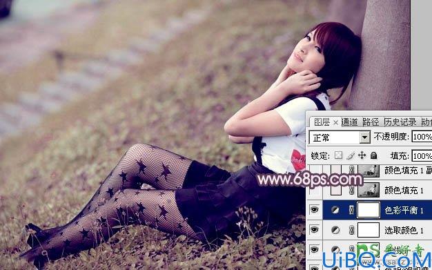 Photoshop美女图片调色教程：给性感的丝袜美女艺术照调出怀旧的红色效果