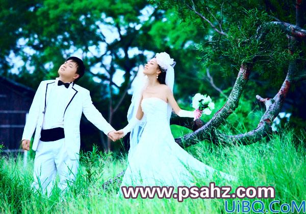 Photoshop影楼婚纱照调色实例：设计师教您简单三步调出深秋色外景婚纱照